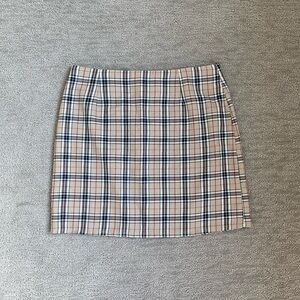 Nasty Gal Tan Brown Plaid Mini Skirt